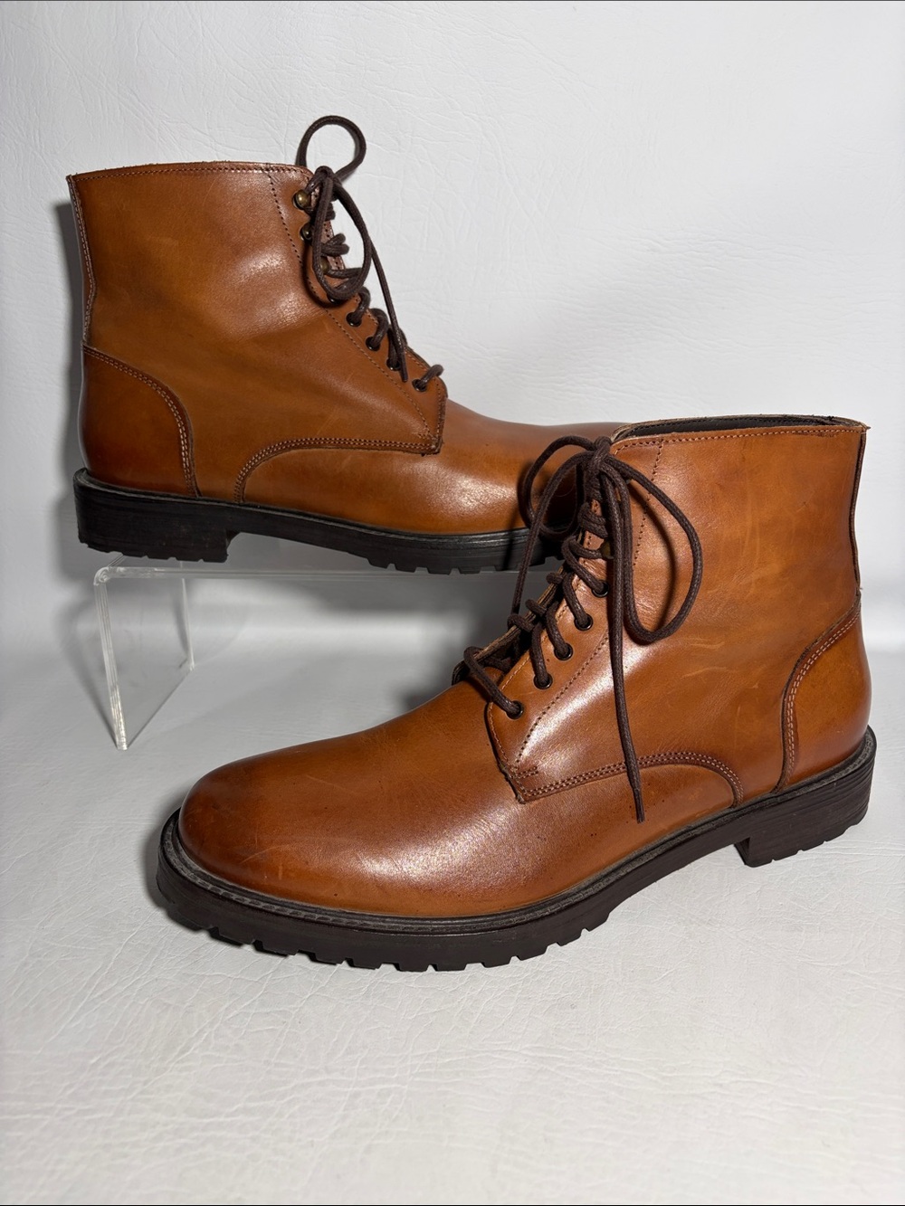 To Boot NY Adam Derrick Tan Leather Lace-Up Ankle Boots Henley Derby Sz 10.5 US